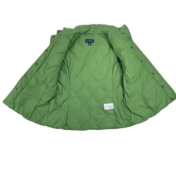 Lands End SIZE XS (2-4) Green Quilted Nylon Goose Down Snap Outdoor Puffer Vest - Picture 2 of 6